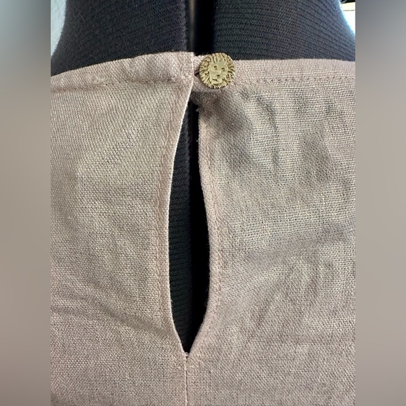 NWT ANNE KLEIN Pink & Gold Linen Blend Pearlescent Sz M Bowed Front Hem Luxury - Picture 7 of 10